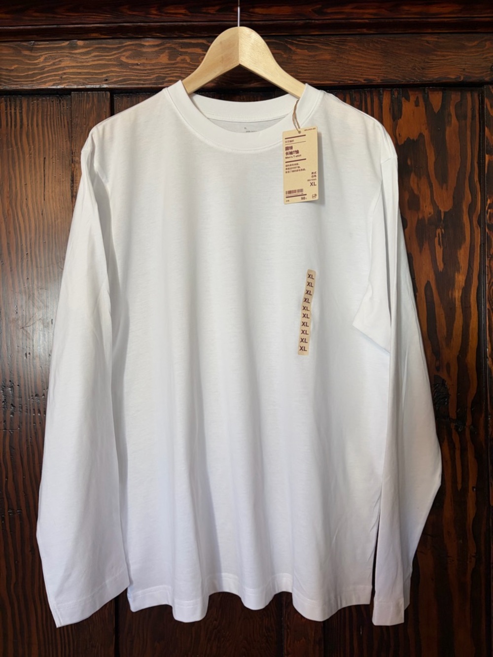 Muji White Long-Sleeve Crewneck Tee
